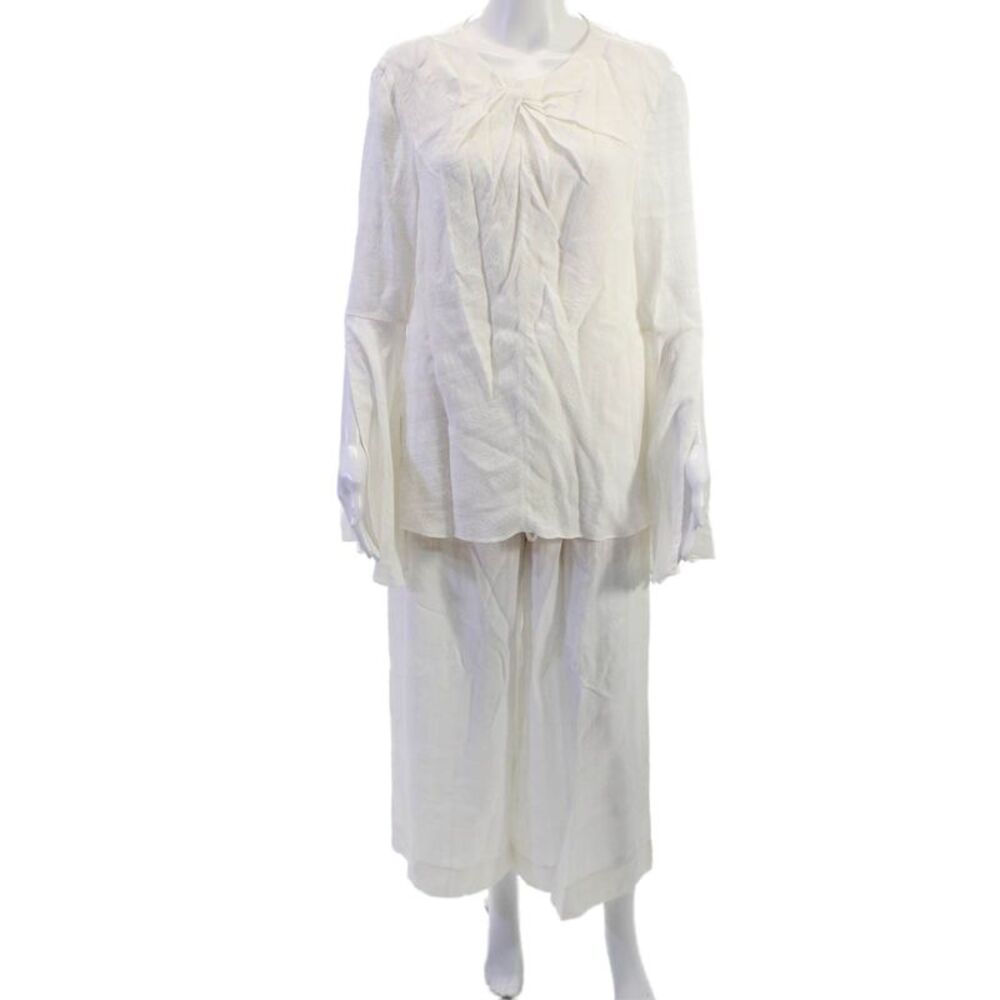 Prabal Gurung Unisex Bohemian 2pc White Viscose Round Neck Long Sleeve Size 4